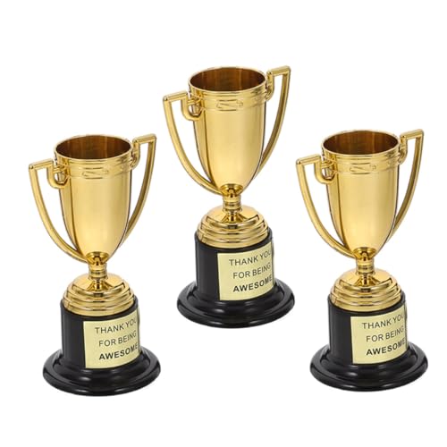 Hemobllo 3 Stück kleine Trophäe Trophäen vergeben Partyartikel für Mini-Trophäen für Goldtrophäen für Golf-Trophäen Plastik Golden Wiederverwendbar von Hemobllo