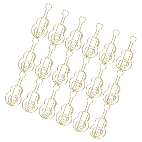 Hemobllo 30Stücke Gitarrenform Büroklammern aus Robustem Metall Kreative Lesezeichen für Musiknoten Vielseitige Mini Büroklammern Gold für Dokumente und Notizen von Hemobllo