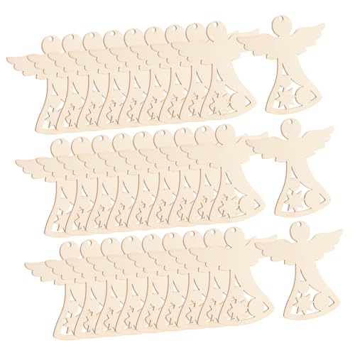 Hemobllo 30Stücke Holzausschnitte Engel Form für DIY Bastelprojekte Kinderfreundliche Holzscheiben Dekorieren für Weihnachten und Kunsthandwerke von Hemobllo
