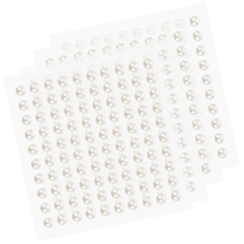 Hemobllo 4 Blätter Perlenaufkleber Scrapbooking selbstklebende Perlensticker UV die Perle Gefälschte Perlen Aufkleber Perlen Gesichtsperlen-Aufkleber Klebeperlen künstliche Perle Weiß von Hemobllo