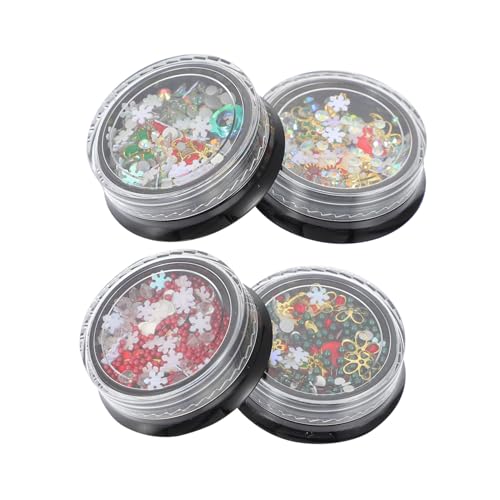 Hemobllo 4 Boxen Weihnachts Nail Charms aus Langlebiger Legierung Manicure Nail Art Decor für Natürliche und Künstliche Nägel mit Aufbewahrungsboxen für Damen Nageldesign von Hemobllo
