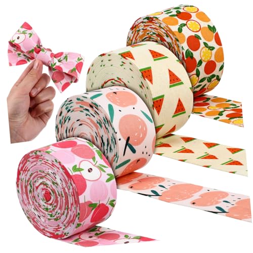 Hemobllo 4 Rollen Sommer Stoffbänder Yards Fruchtmuster Schleifenband für Geschenkverpackung und Blumensträuße Weiches Strapazierfähiges Zierband für Basteln Shower Geburtstagsdeko Hemobllo 4 Rollen Sommer Stoffbänder Yards Fruchtmuster Schleifenband für Geschenkverpackung und Blumensträuße Weiches Strapazierfähiges Zierband für Basteln Shower Geburtstagsdeko von Hemobllo