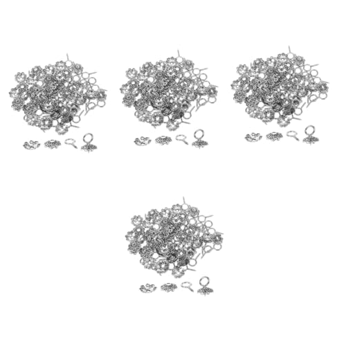 Hemobllo 4 Sätze Perlen zum Selbermachen von Schmuck Herstellung Armbandperlen Schlüssel Ösenschraubenhaken Perlenteile Perlenkappen selber machen Legierung Silver von Hemobllo