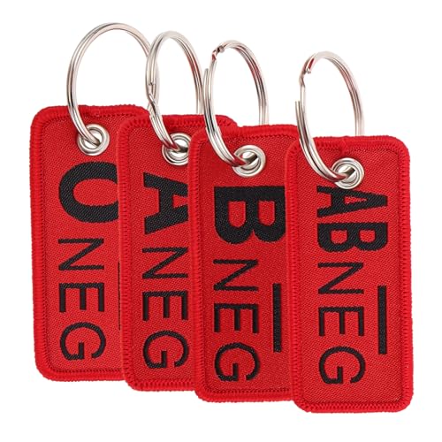 Hemobllo 4 Stück Blutgruppen-Schlüsselanhänger Schlüsselanhänger mit Blutbeuteln Vampir-Partygeschenke Geldbeutel Ring Kette dekorativ neuartiger Schlüsselanhänger gotisch Auto Lüfter Stoff von Hemobllo