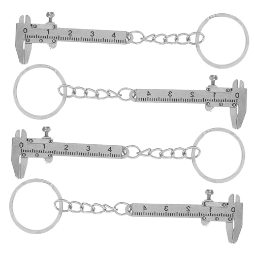 Hemobllo 4 Stück Messschieber Schlüsselanhänger Mini-Messschieber-Schlüsselanhänger Schlüsselbund-Werkzeuge Taschenlehre Mini-Bremssattel Rostfreier Stahl Silver von Hemobllo