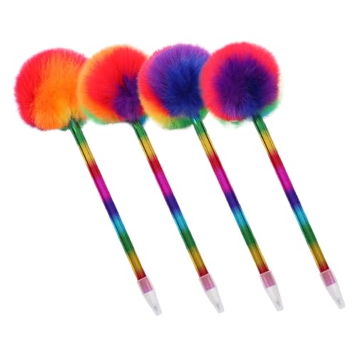 Hemobllo 4 Stück Teiliges Bunter Kugelschreiber mit Flauschigen Pompons Niedliche Schreibstifte für Mädchen Glattes Schreiben Farben Kawaii Schul und Bürobedarf Geschenkidee von Hemobllo