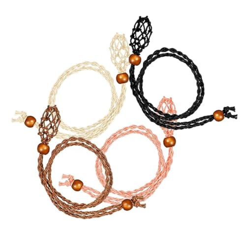 Hemobllo 4 Stück Teiliges Kristallanhänger Verstellbare Halskette Schnur Retro Handgewebter Kristallhalter Schmuckzubehör für DIY Edelstein Halsketten Personalisierbar von Hemobllo