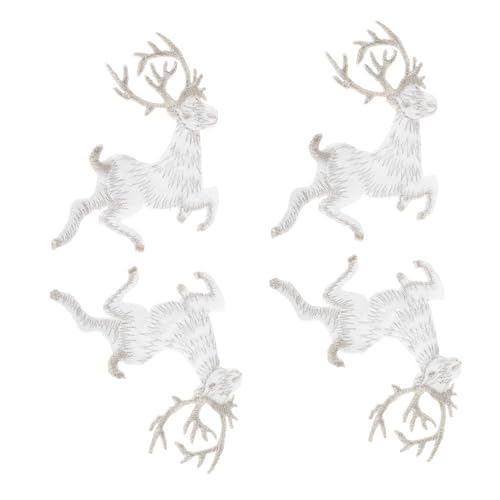 Hemobllo 4 Stück Teiliges Weihnachts Gestickte Aufnäher Selbstklebende DIY Patches aus Hochwertigem Rayon Langlebige Stoffaufnäher für Kleidung Festliche Dekoration und Reparatur von Hemobllo