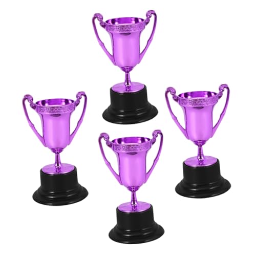 Hemobllo 4 Stück Trophäendekoration Pokale für Sieger Kleiner Trophäenbecher aus Kunststoff Sporttrophäen Party Gefälligkeiten Mini-Trophäen Trophäen vergeben kleine Trophäe Plastik Violett von Hemobllo