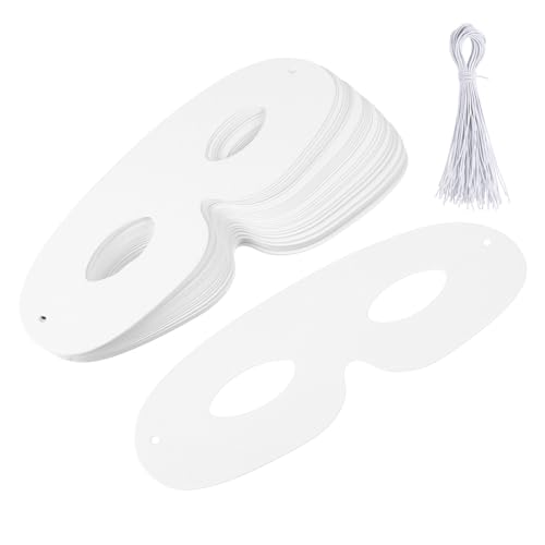 Hemobllo 40 Sätze DIY Blanko Papiermasken Weiß zum Bemalen Party Dekoration Halloween Maske Handgemachte Leere Masken für Karneval Kostümfest Bastelmaterial für Erwachsene von Hemobllo