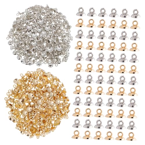 Hemobllo 400Stücke Schalenförmige Ösenstifte für Schmuckherstellung DIY Bastelbedarf für Anhänger für Armbänder und Kleine Kunstprojekte Versilbert und Elegant von Hemobllo