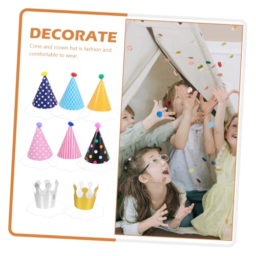 Hemobllo 44 Stück Teiliges Kindergeburtstags Partyhüte Bunte Papierspitzenhüte und mit Punktmuster Leichte Partyaccessoires für Mädchen Kreative Rollenspiel Kronenhüte Farbenfrohe von Hemobllo
