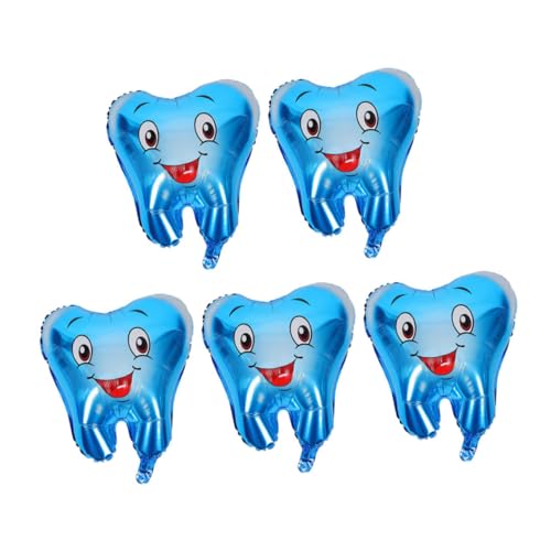 Hemobllo 5 Stück Luftballons zur Babytaufe Aufblasbare Zahnballons Babyparty-Ballondekoration Partyballons Dekorationen Zahnlatexballons Zahn Ballon zähne Aluminiumfolie Sky-blue von Hemobllo
