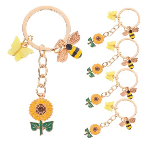 Hemobllo 5 Stück Sonnenblumen Schlüsselanhänger Schlüsselanhänger Für Bienenliebhaber Süßes Bienen Design Frühlingsparty Zubehör Rucksack Freundschafts Schlüsselanhänger Süßer von Hemobllo