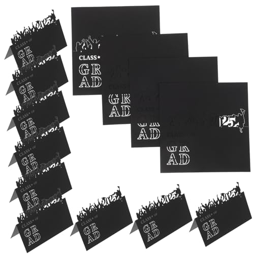 Hemobllo 50 Stück 2025 Sitzkarte für Feierlichkeiten Graduationsparty Gefälligkeiten Party Dekoration der Abschlusssaison Herzlichen Glückwunsch, Absolvent, Tafelaufsatz Papier Black von Hemobllo