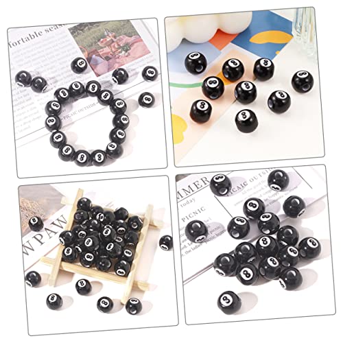 Hemobllo 50 Stück Acryl Perlen Schwarz Billardkugel Design DIY Schmuckherstellung Spacer Beads für Halsketten Armbänder Bastelzubehör von Hemobllo