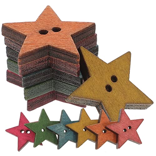 Hemobllo 50 Stück Bunte Holzknöpfe Sternform mit Löchern Langlebige Knöpfe für DIY Bastelprojekte Handgeschliffen Vielseitig Einsetzbar für Handwerk und Dekoration von Hemobllo