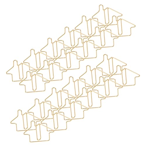 Hemobllo 50 Stück Einzigartige Metall Büroklammern Hausform Lesezeichen Kleine Papierclips Multifunktional Leicht für Notizen Fotos Büro und Zuhause von Hemobllo