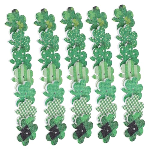 Hemobllo 50 Stück Holzknöpfe Kleeblatt Design Glücksbringer für St Patrick's Day Party Dekoration DIY Kleidung Verzierung Vielseitig Einsetzbar Grüne Glücksdeko von Hemobllo
