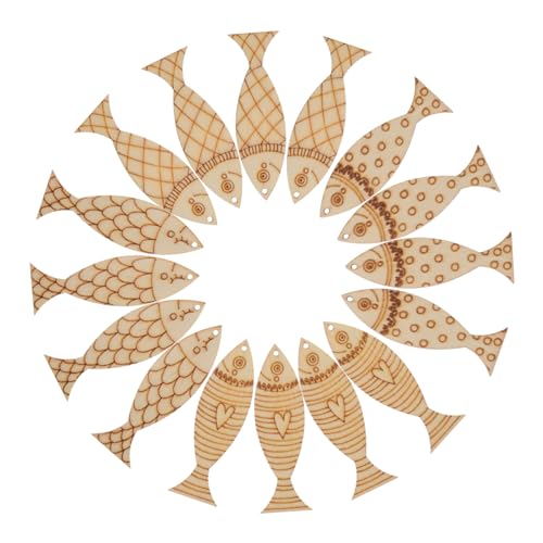 Hemobllo 50 Stück Unvollendete Holzfische Bastelanhänger Fischförmige Holzteile mit Nautische Dekoration DIY Kreative Kinderzimmer Wanddeko Meeresthema von Hemobllo