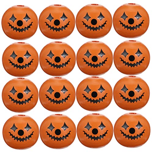 Hemobllo 50Stücke Halloween Holzperlen Gesichtsdesign DIY Bastelperlen für Armbänder Dekoration und Schmuckherstellung Spacer Perlen für Projekte von Hemobllo