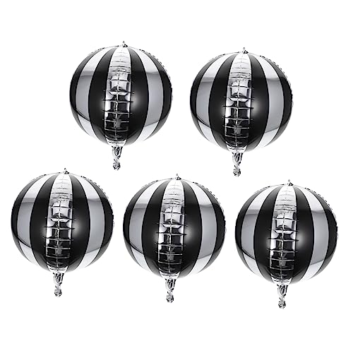 Hemobllo 5Stücke Gestreifte Folienballons Runde Sphärische Ballons Metallische Partydeko Für Hochzeit Feier Design Helium von Hemobllo