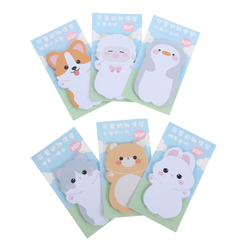 Hemobllo 6 Sätze Teiliges Süße Cartoon Haftnotizen Selbstklebende Kleine Memo Pads Praktische To Do Listen Notizblöcke Vielseitig für Schule Büro und Zuhause Tragbar und Dekorativ von Hemobllo