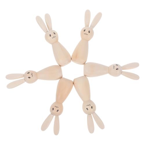 Hemobllo 6 Stück Osterhasenpuppe Tierfiguren aus Holz zum Basteln Ostern Holz DIY Osterhasen basteln Holzdekoration Hase Steckpuppen unvollendet Osterhase aus Holz Osterhasenfiguren von Hemobllo
