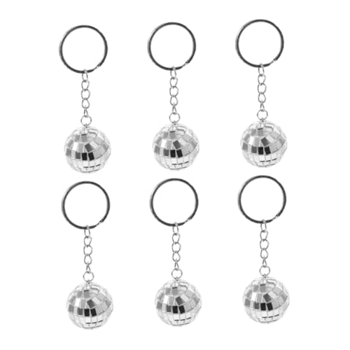 Hemobllo 6 Stück Schlüsselanhänger Mit Spiegelkugel Mini-disco-kugel-schlüsselanhänger Disco -ball -schlüsselbund Disco-schlüsselanhänger Kleine Discokugel Silver Plastik von Hemobllo