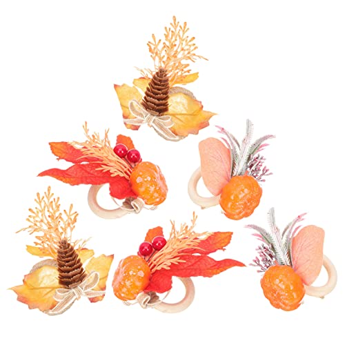 Hemobllo 6 Stück Teiliges Herbstlicher Serviettenringe mit Ahornblatt und Kürbisdesign Handgefertigt aus Natürlichem Juteseil Tischdeko für Thanksgiving Party und Festliche Dinner von Hemobllo