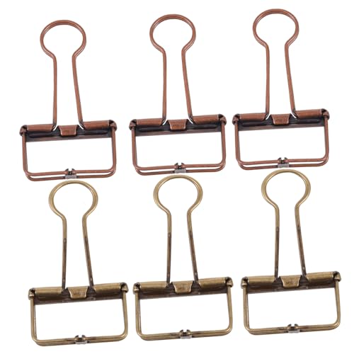 Hemobllo 6 Stück Teiliges Metall Foldback Klammern Retro Mittelgroße Büroklammern aus Robustem Farblich Assortiert Bronze und Kupfertönen für Notizen und Akten im Büro und Studium von Hemobllo