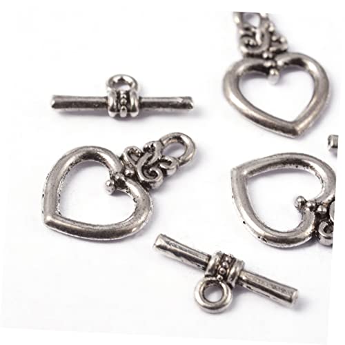 Hemobllo 60 Sätze Teiliges DIY Schmuckverschluss Herzform Metalllegierung Armband Halsketten Verbinder Verschlüsse Antiksilber Antikgrün Silber für Schmuckherstellung Reparatur von Hemobllo