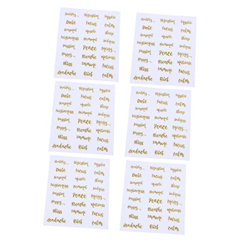 Hemobllo 6Blätter Stilvolle Goldene Buchstabenaufkleber für Parfümflaschen Selbstklebende für Ätherische Öle Langlebig und Praktisch zur Einfachen Identifikation von Hemobllo