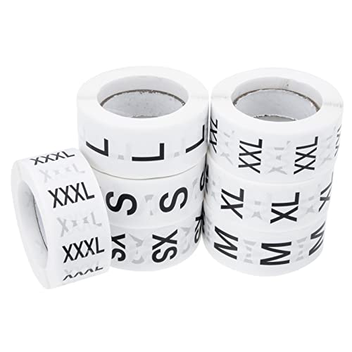 Hemobllo 7 Rollen Selbstklebende Größenetiketten Kleidung Aufkleber Rund Klare Drucke Einfache Sortierung für Kleidung Einzelhandel Kleidergrößen Sticker von Hemobllo