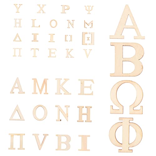 Hemobllo 72Stücke Holzbuchstaben Griechisches Alphabet Unbeschichtet DIY Bastelmaterial für Projekte Wanddekoration Spiele und von Hemobllo