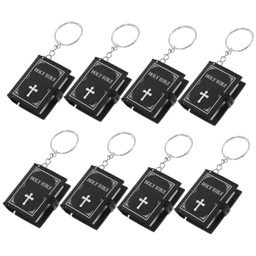 Hemobllo 8 Stück Mini-bibel-schlüsselanhänger Kirchensouvenir Heilige Bibel Schlüsselanhänger Mini Bibel Schlüsselanhänger Heilige Bibel Anhänger Kleine Heilige Bibel Black Metallknopf von Hemobllo