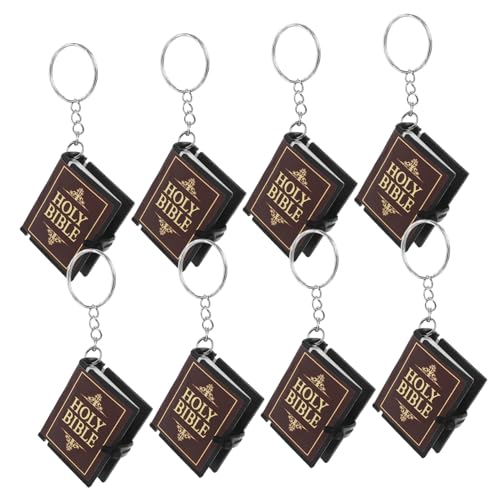 Hemobllo 8 Stück Schlüsselanhänger Schlüsselringe Dekorative Schlüsselkette Schlüsselbund Zubehör heilig Sonntagsgeschenke Bibel Anhänger Bibelgeschenk Bibelbuch Anhänger PVC-Außenhaut von Hemobllo