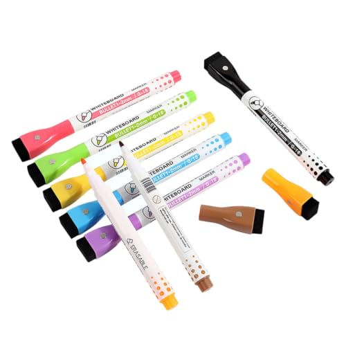 Hemobllo 8 Stück Teiliges Whiteboard Marker mit Magnetischer Radierfunktion Wasserbasierte Abwischbare Bunte Stifte für Büro und Schule Sicherer Wiederverwendbarer Trockenmarker für von Hemobllo