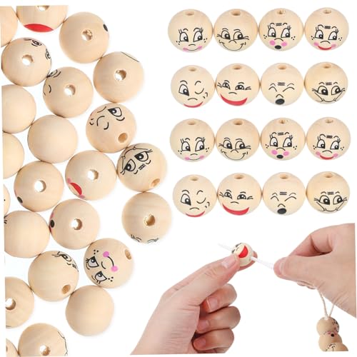 Hemobllo 80 Stück Holzperlen Smile Face Runde Abstandsperlen Aus Holz Für Schmuckherstellung DIY Bastelperlen Mit Vorbohrung Für Armbänder Und Dekoration Hemobllo 80 Stück Holzperlen Smile Face Runde Abstandsperlen Aus Holz Für Schmuckherstellung DIY Bastelperlen Mit Vorbohrung Für Armbänder Und Dekoration von Hemobllo