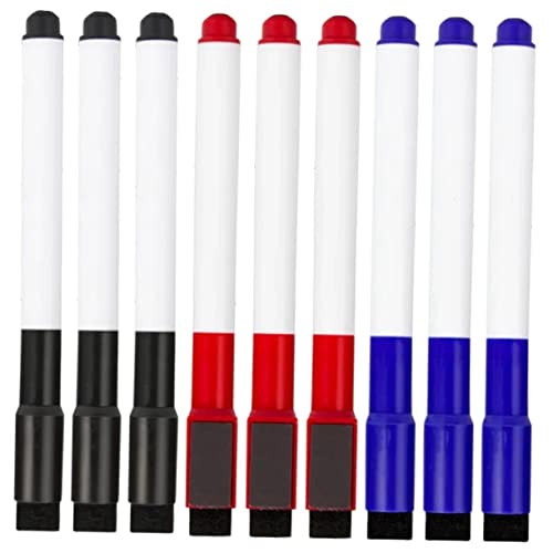 Hemobllo 9 Stück Magnetische Whiteboard Marker Teiliges Abwischbare Dry Erase Stifte in Rot Blau Schwarz Schnelltrocknend Farbintensiv Ergonomisch für Büro und Schule von Hemobllo