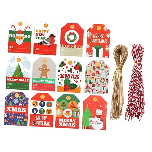 Hemobllo 96 Stück Teiliges Weihnachts Geschenkanhänger aus Karton mit Baumwoll und Hanfseilen Robuste Papier Tags für Party Geschenkverpackung DIY Basteln Namens und Preisschilder von Hemobllo