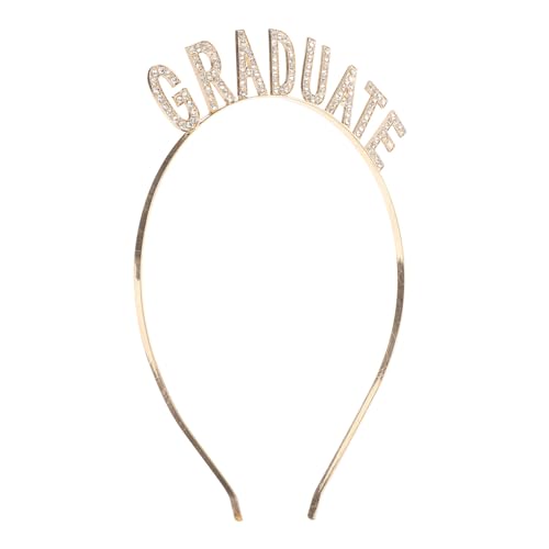 Hemobllo Abschluss Stirnband Haarzubehör mit für Stirnband funkelnde Abschlüsse Festliche Abschlusshaarband Senior Mädchen abschluss haarband Entzückende Haarband Legierung Strass Golden von Hemobllo