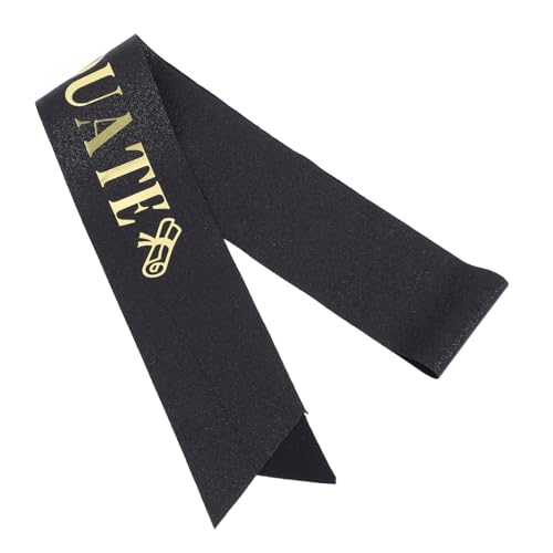 Hemobllo Abschlussfeier-Träger Senior Schärpe Studentenschärpe Senior Sash Abschluss liefert Abschluss Requisiten Abschlussfeier Dekoration Abschlussband Satin Black von Hemobllo