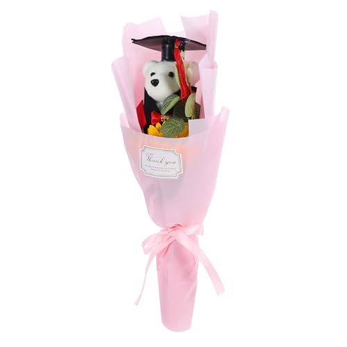 Hemobllo Abschlusssaison -simulationsstrauß Stofftierstrauß Abschluss-süßigkeitsstrauß Bärenpuppenstrauß Graduationsparty Gefälligkeiten Abschluss Bär Blume Abschlussbouquet Rosa Plüsch von Hemobllo