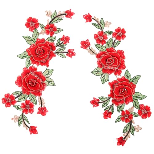 Hemobllo Bestickte Strapazierfähige Blumen Bügelaufnäher Kleine Dekorative DIY Kostüm Patches Rot für Kleidung Jacken Jeans Handarbeiten von Hemobllo