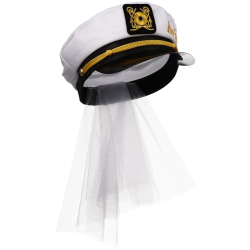 Hemobllo Brautmarinehut mit Schleier Eleganter Hochzeitshut für Bachelorette Party Hochzeitsfeier und Spezielle Anlässe Stilvolles Haar Accessoire für Hochwertiges Design von Hemobllo
