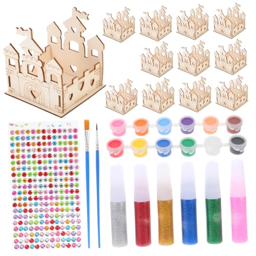 Hemobllo DIY Holz Schloss Bastelset für Teiliges Unbemaltes Holzspielzeug Goldglitzerkleber Farben und Pinsel Handwerk für Prinzessinnen Partys und Schulprojekte Hemobllo DIY Holz Schloss Bastelset für Teiliges Unbemaltes Holzspielzeug Goldglitzerkleber Farben und Pinsel Handwerk für Prinzessinnen Partys und Schulprojekte von Hemobllo