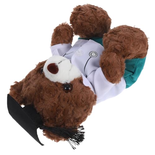 Hemobllo Doktorabschlussbär ausgestopfter Doktorbär Junggesellenbär Bär der Abschlusssaison Tierspielzeug für die Abschlusssaison Diplom-Puppe Grad-Puppe PP Baumwolle von Hemobllo