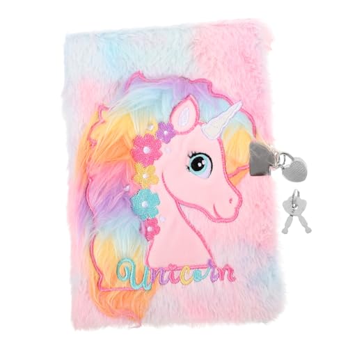 Hemobllo Flauschiges Plüsch Notizbuch mit Schloss für Multifunktionales Tagebuch im Bunten Design für Kreative Notizen und Kinderdiary von Hemobllo