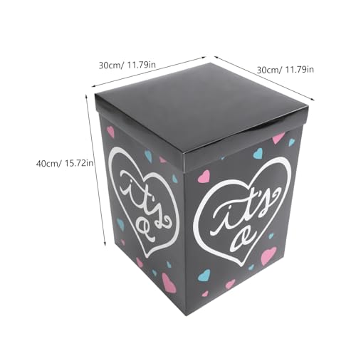 Hemobllo Gender Reveal Party Box aus Papier Schwarz mit Blauen und Rosa Ballons Shower Deko für Junge oder Mädchen Enthüllung Babyparty Dekoration und Fotorequisite von Hemobllo